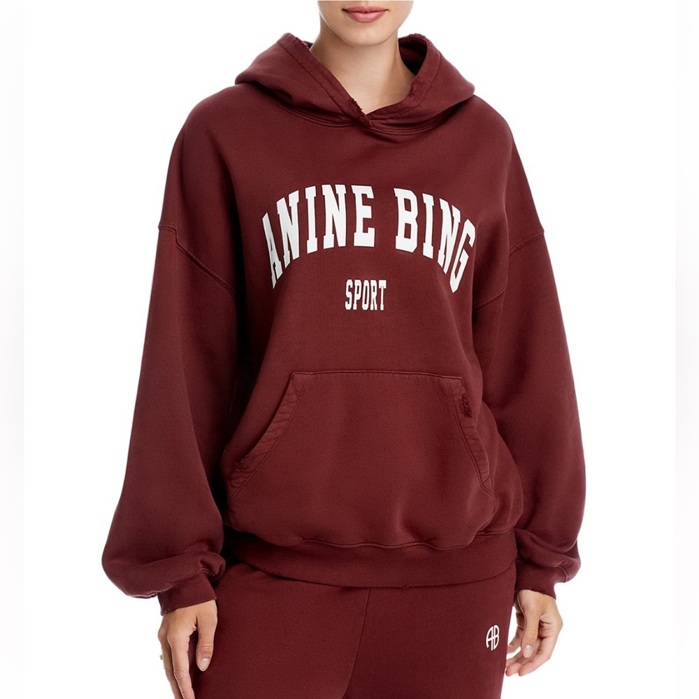 Anine Bing Harvey Cotton Sweatshirt Anine Bing Sport Size XS NEW dark cherry
